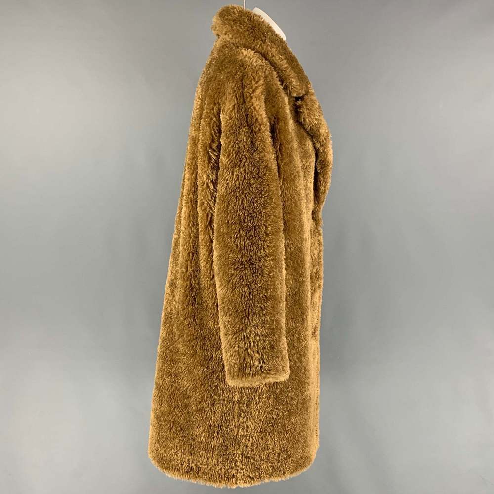 STAND STUDIO Tan Polyamide Textured Faux Fur Anika Coat - Picture 2 of 7